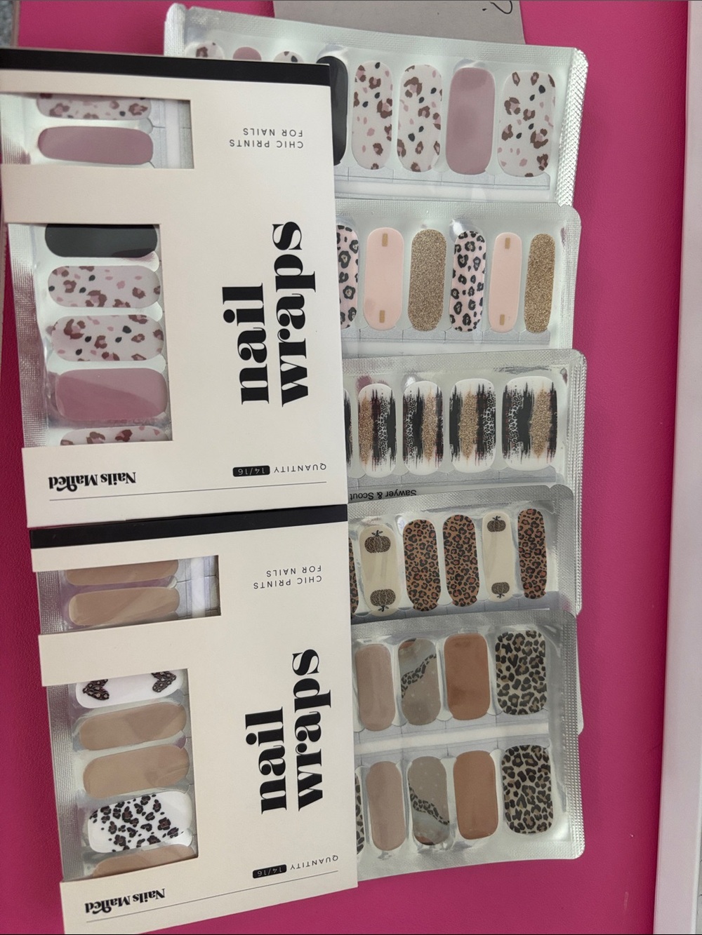 Nail Wraps - Pink & Leopard Press-On Designs